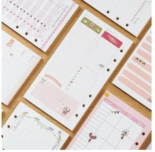 A5 A6 Colored Spiral Notebook Refills 6 Holes Coil Stationery Binder Paper for Filofax Diary Planner Inner Pages