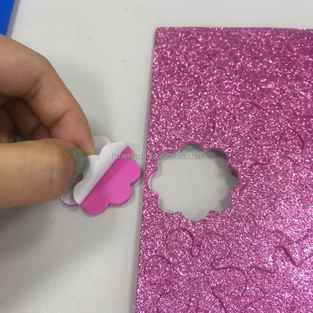 assorted color flower shape glitter foam sticker