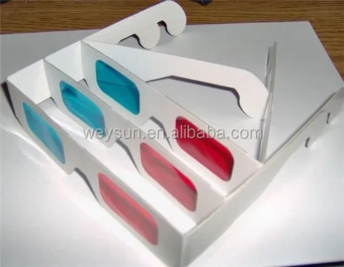 Red Cyan Blue Paper Card 3D 3-D Anaglyph 3D Glasses