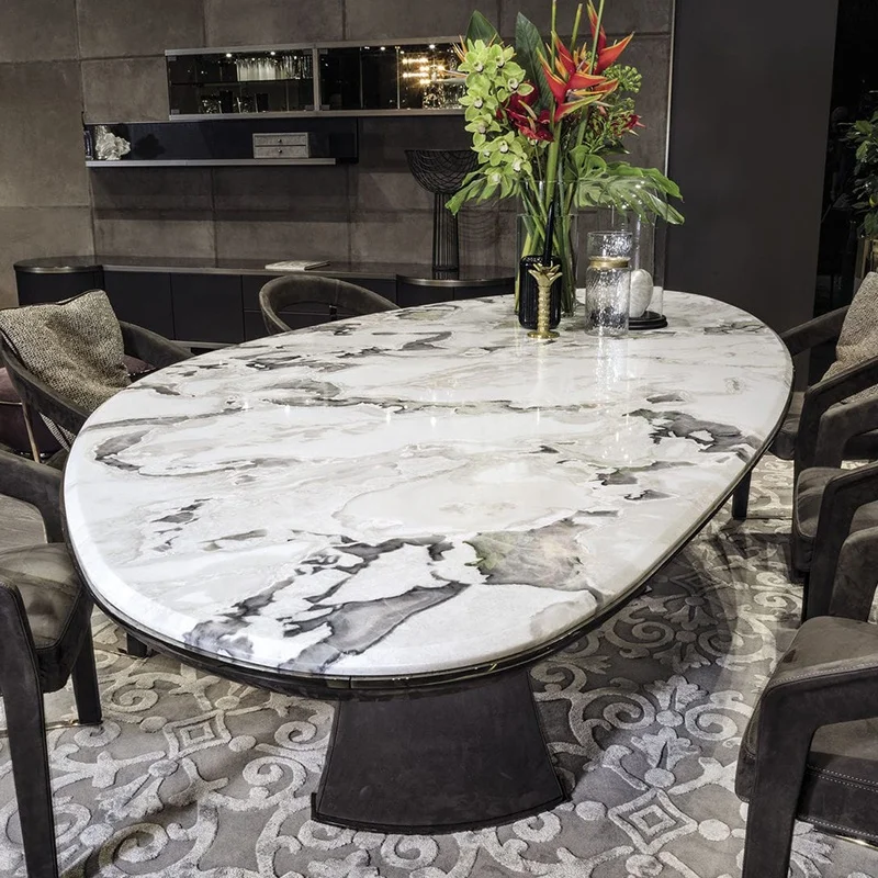 Triangle shape marble top solid wood dining & kitchen room tables living room furniture black or white color for apartment hotel