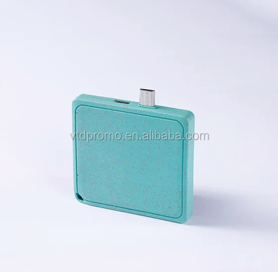 Wheat Straw Eco friendly Mini Promotion Disposable Charger One Time Use Charger 1000 Mah Powerbank Disposable Power Bank