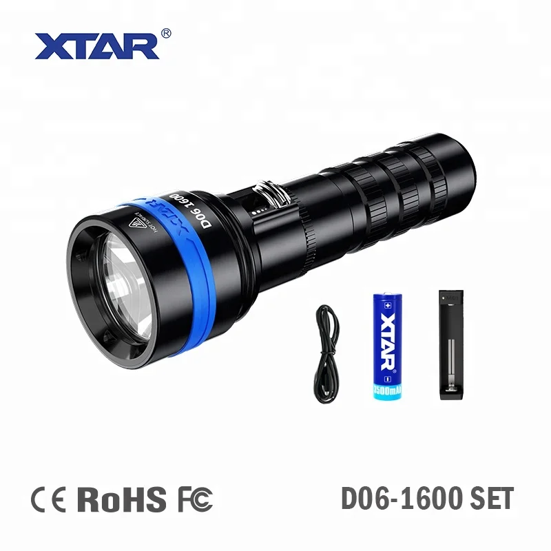 XTAR New D06 Diving Powerful Flashlight Rechargeable Battery Led Submarine Flashlight Diving Torch