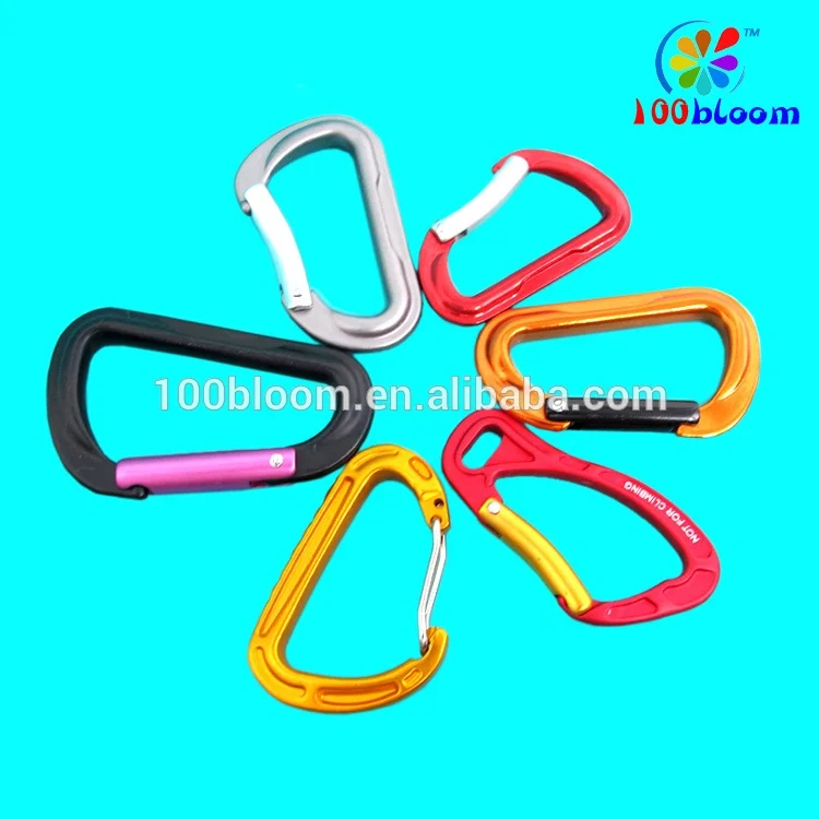 Factory wholesale high quality strong customized aluminum climbing carabiner safety spring hook