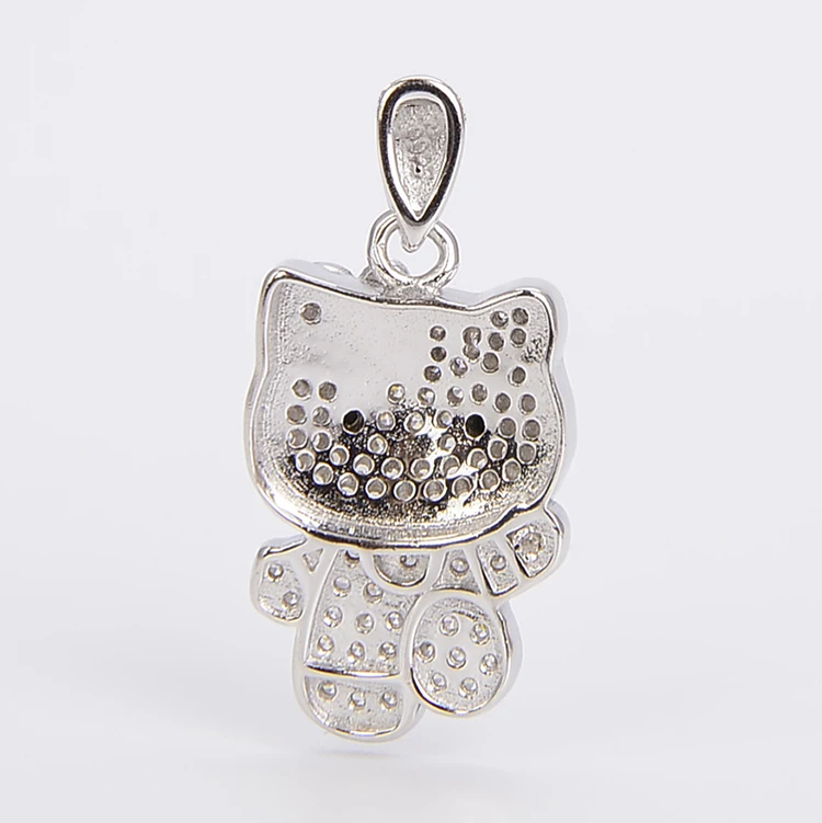 ZHILIAN Cubic Zircon Choker Animal Jewelry 925 Silver Cute Kitty Charm Collarbone Necklace