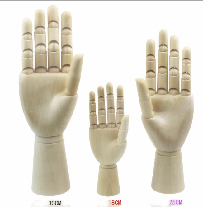 12inch 30cm MRAZ Cheap Price  handmade natural unique drawing very young wood articulated hand, wooden hand