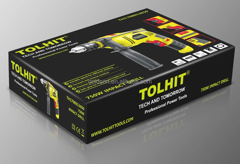 TOLHIT Professional Power Tools Metal Gear Impact Drill Industrial Portable Electric Drill Machine 127v 220v 13mm 850w