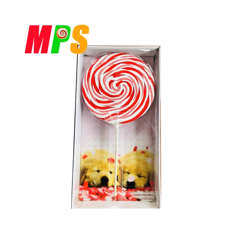 500g Big Colourful Swirl Lollipops Round Candy