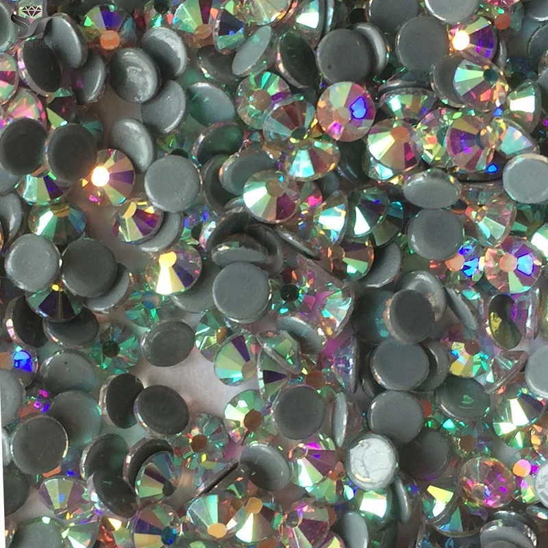 2058hf crystal AB ss10 Manufacturer top quality shiny crystal AB color hot fix rhinestones with strong glue back
