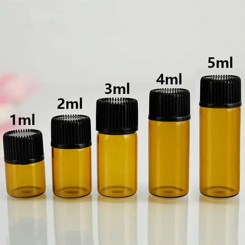 2ml glass vial brown 1ml 3 ml amber clear glass essential oil bottle 5ml blue small sample bottles with reducer and cap