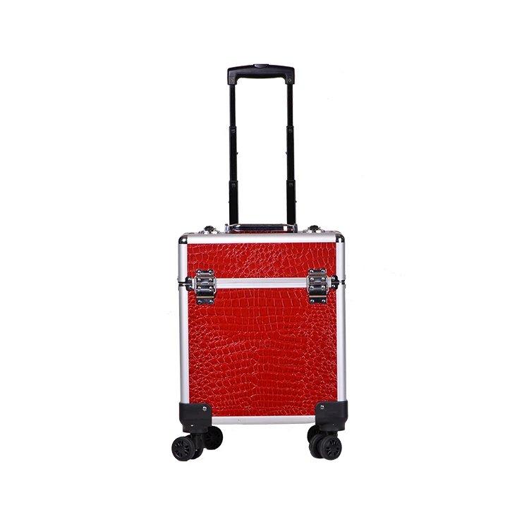 
Rolling Makeup Case Aluminum Large Salon Cosmetic Train Case Professional Beauty Trolley 