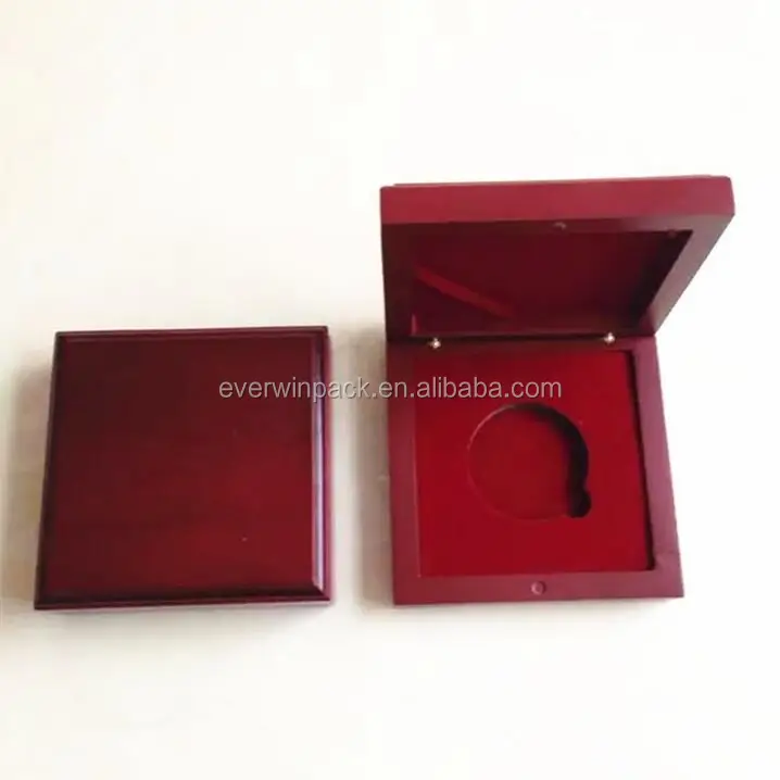 High Quality Glossy Wooden Coin Storage Display Gift Box With Custom Logo