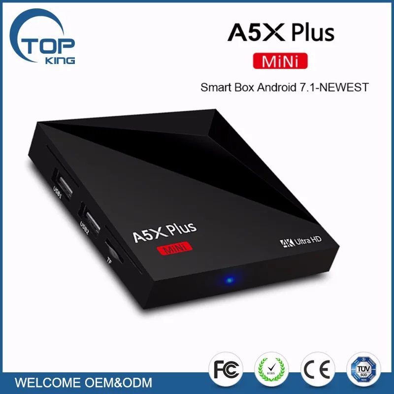 Android 7.1 A5X Плюс Мини TV BOX USB3.0 1 ГБ/8 ГБ VP9 4 К Media Player Wi-Fi Черный