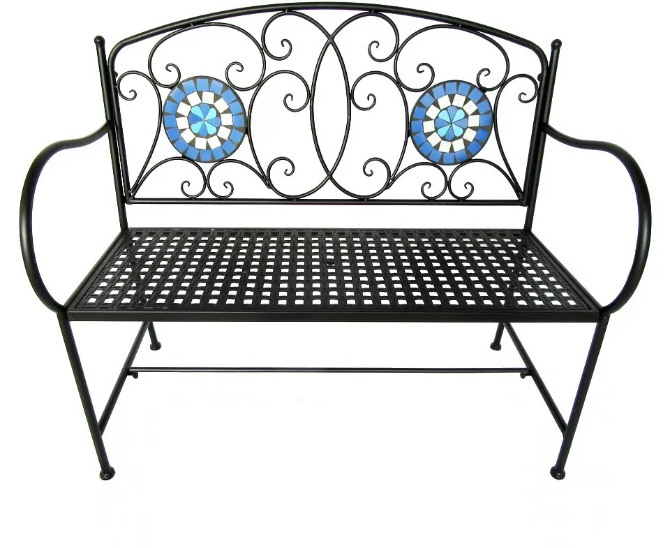 
2 seats wrought iron metal outdoor Mosaic Garden Bench 