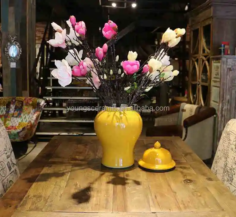 Chinese High Temperature Porcelain Solid Color Painting Ceramic Ginger Jars