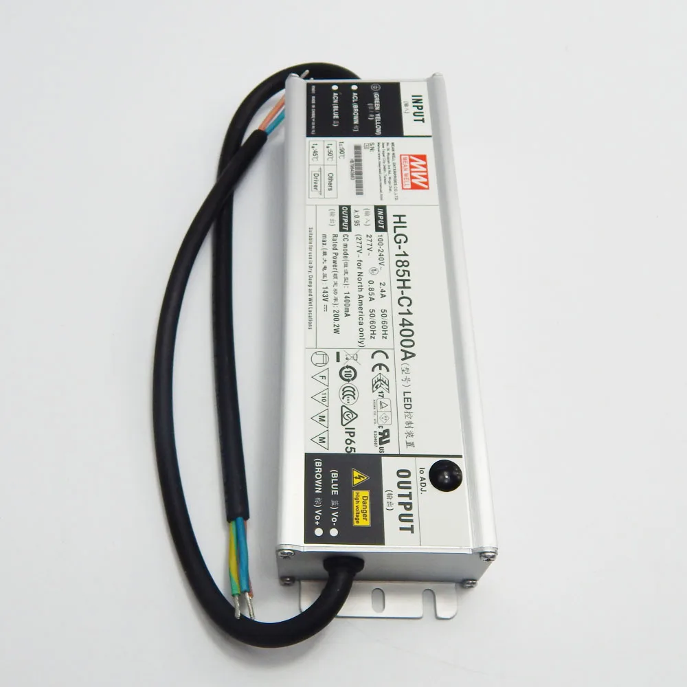 HLG-185H-C1400A 200 ватт meanwell ip65 1400ma светодиодный