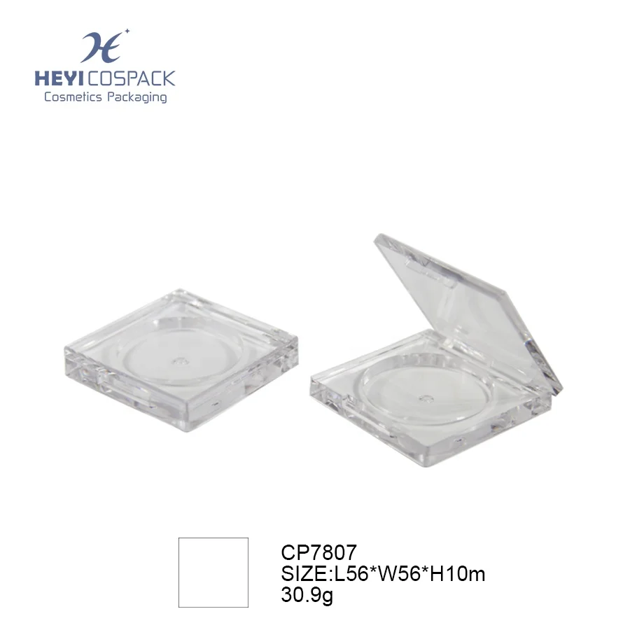 Factory wholesale transparent square empty makeup packaging plastic compact case blusher container for blush