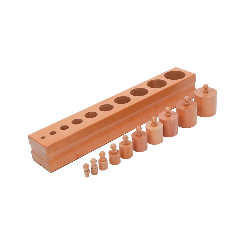Wooden Educational Toys Montessori Teaching Toys Wood Socket Cylinder Block (Set of 4) For Toddler