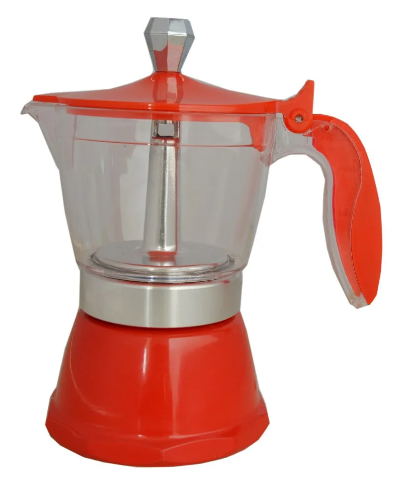 Mini manual espresso press coffee maker for stove and gas use with diamond knob