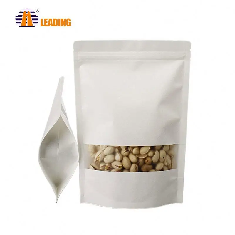 Factory wholesale food pouch kraft paper Packaging Bag With See Through Window