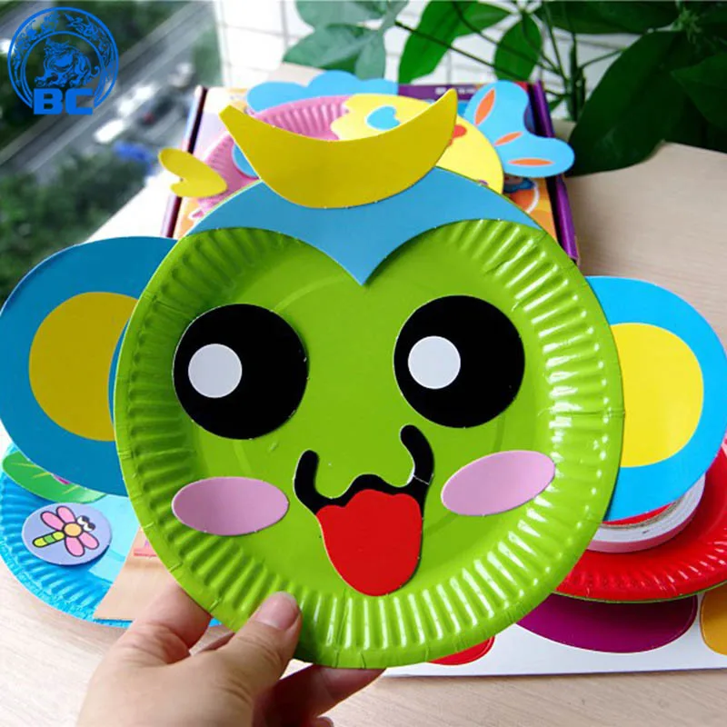 
Factory supplies interesting creative handmade art cartoon paper sticker plate for kids DIY 