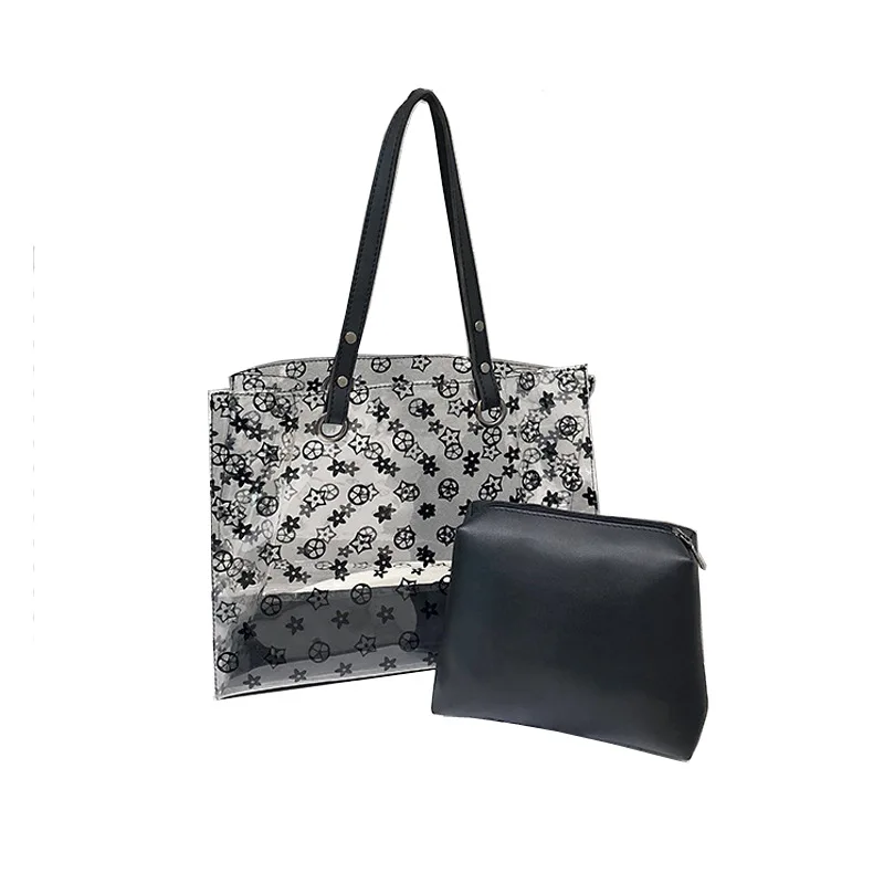 Shopping Tote Bag PVC Beach Bag Fashion Handbags Lady Handbags Transparent Cheap Clear Plastic PVC Large Capacity Waterproof