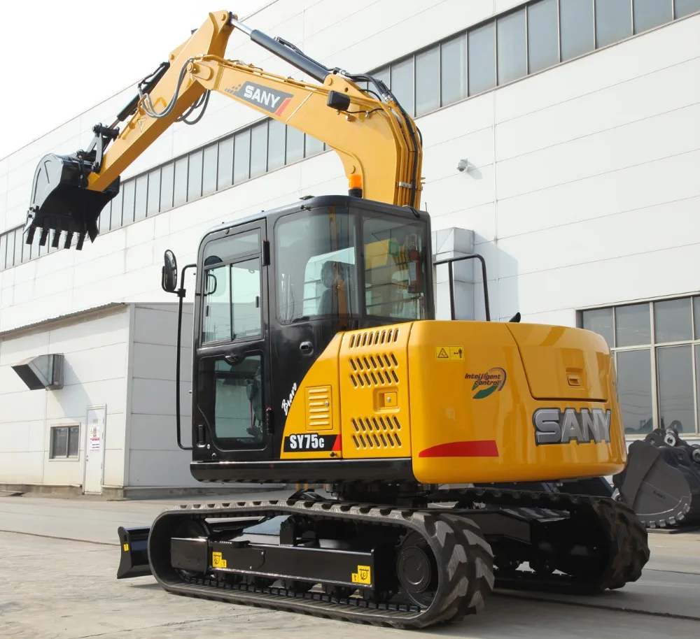 SANY SY75 6 Ton Farms Construction Works Small Excavator Mini Digger Crawler Closed Cabin Excavator
