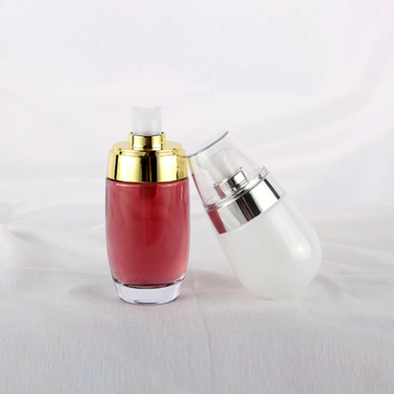 Luxury cosmetic packaging 30ml 50ml pearl white cosmetic serum bottle pump foundation glass bottle
