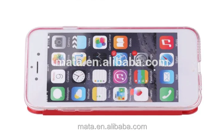 Лучшие продажи сенсорный металл передняя смарт вид из окна искусственная кожа фолио флип чехол с подставкой для iPhone 6