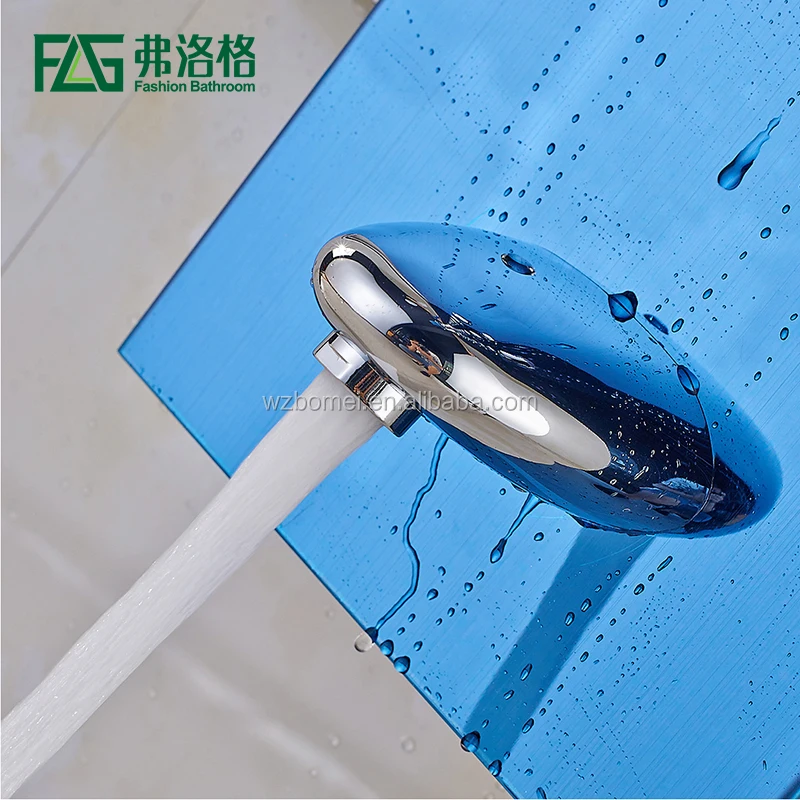 Nature Thermostatic Faucets Blue Bathroom Hot Water Heater Stainless Steel Modern Shower Panel