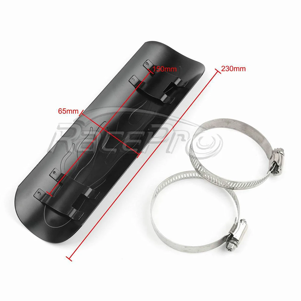 RACEPRO Flame Motorcycle Heel Guard Exhaust Muffler Pipe Heat Shield Cover for Harley Suzuki Yamaha Honda