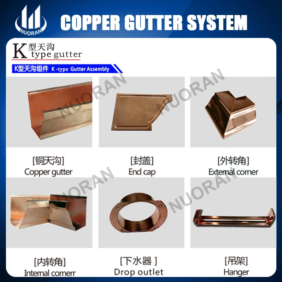 China Supplier Material Roofing 6Inch 7Inch 8Inch alcoa faux Copper System Images Rain Gutters