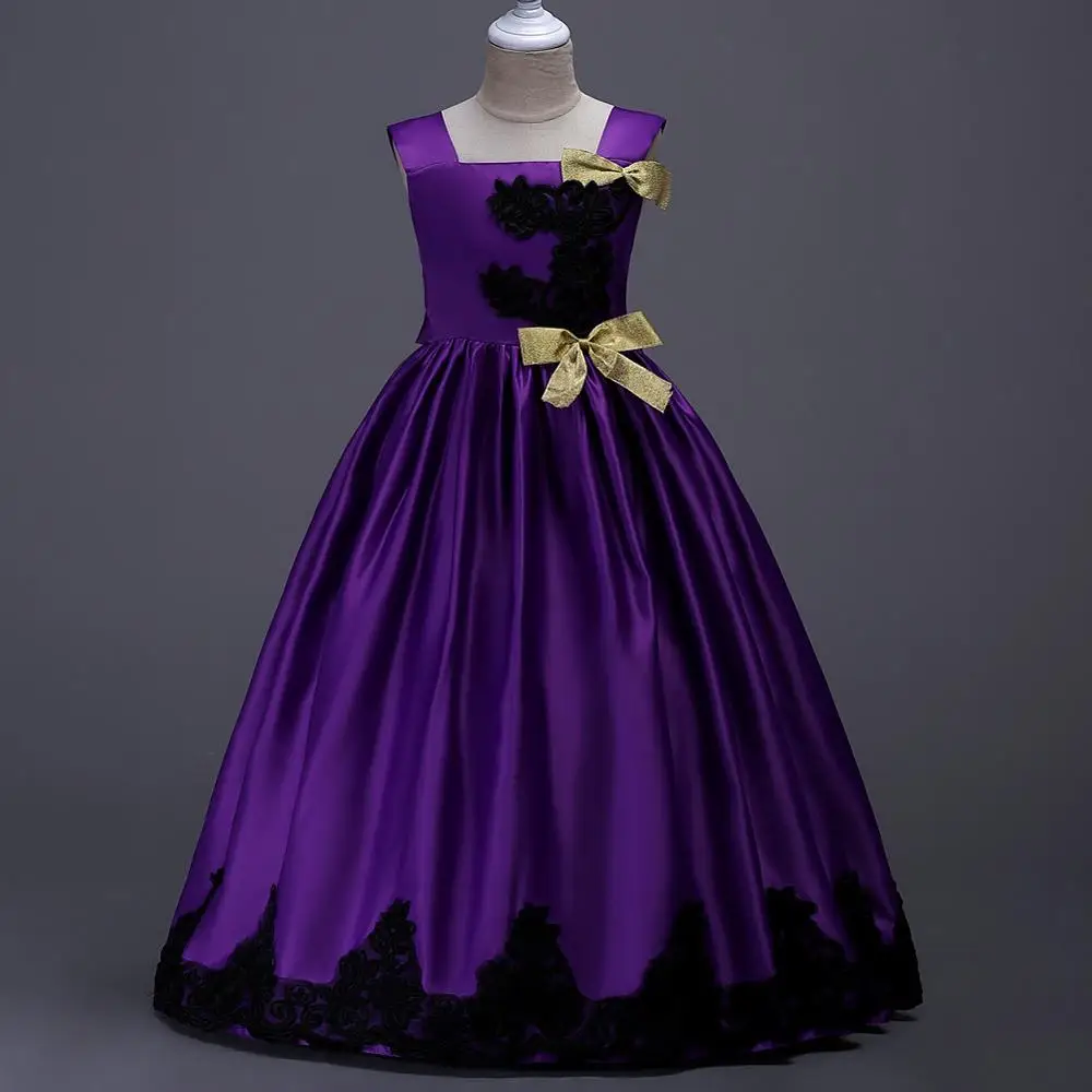  Кружевные атласные Детские платья для девочек свадебное вечернее праздничное платье принцессы подростков Пасхальный костюм 3 - 14 лет Y11029