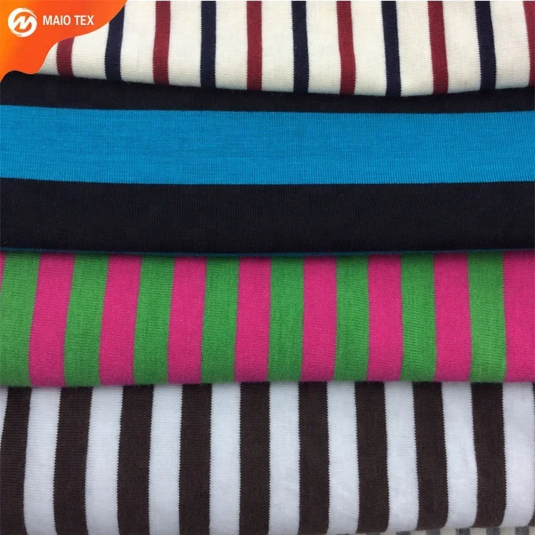 
Classic Pattern Stripe Style 30s cotton Spandex Yarn Dyed Knit Jersey Fabric for T-shirt 