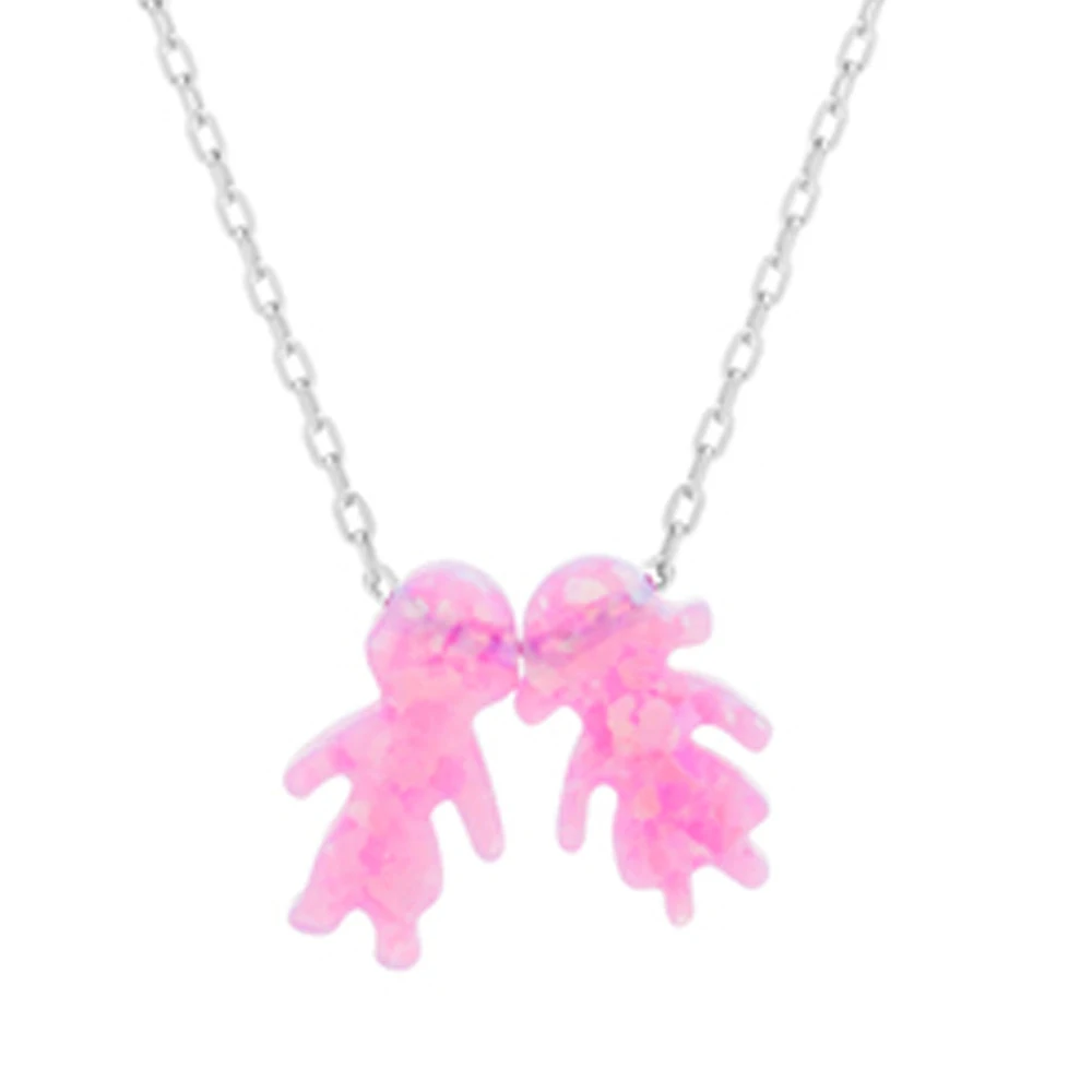 Женское ожерелье с подвеской из серебра 925 пробы опалом