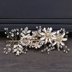 Wedding Bridal Clear Crystal Flower Hair Clip Accessories Gold Beautiful Bridesmaid Head Clip