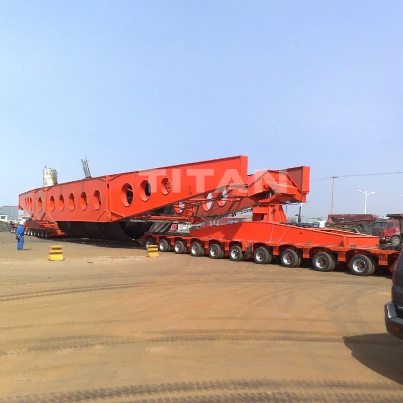Heavy Duty Bridge Girder Transporter Hydraulic Modular Semi Trailer , Multi Axle Hydraulic Flatbed Trailer for Bridge Transport