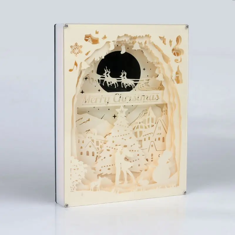 Decorative 3D Paper Cut Led Light Shadow Box with USB Cable