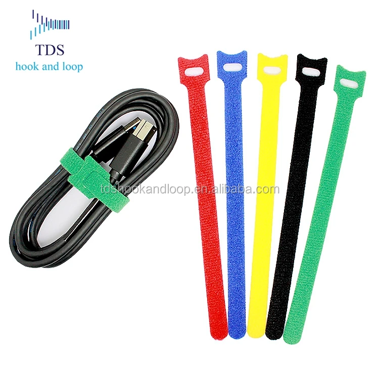 Factory wholesale printed logo back to back hook and loop cable tie