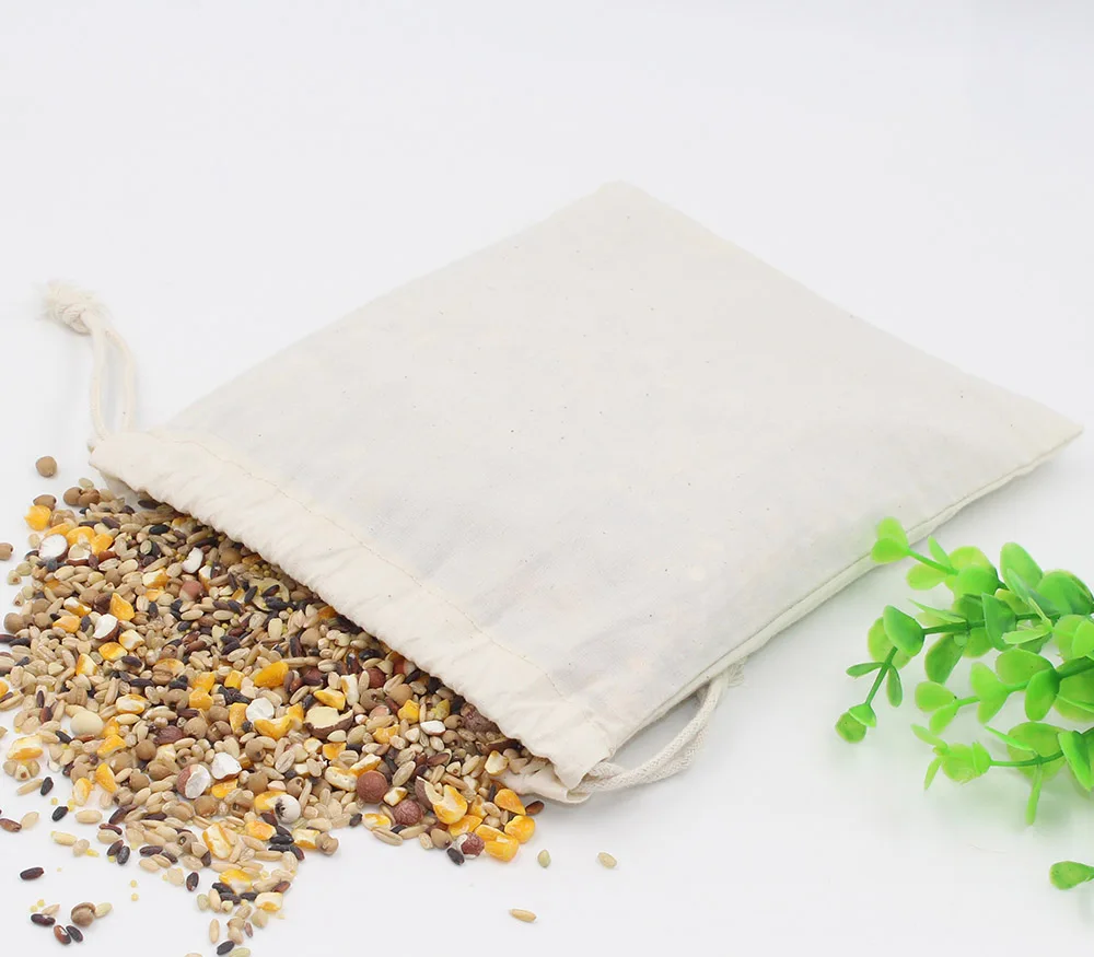 Cotton Environmental Reusable Women Men Travel Shopper Tote Storage Bags Drawstring Shopping Bag