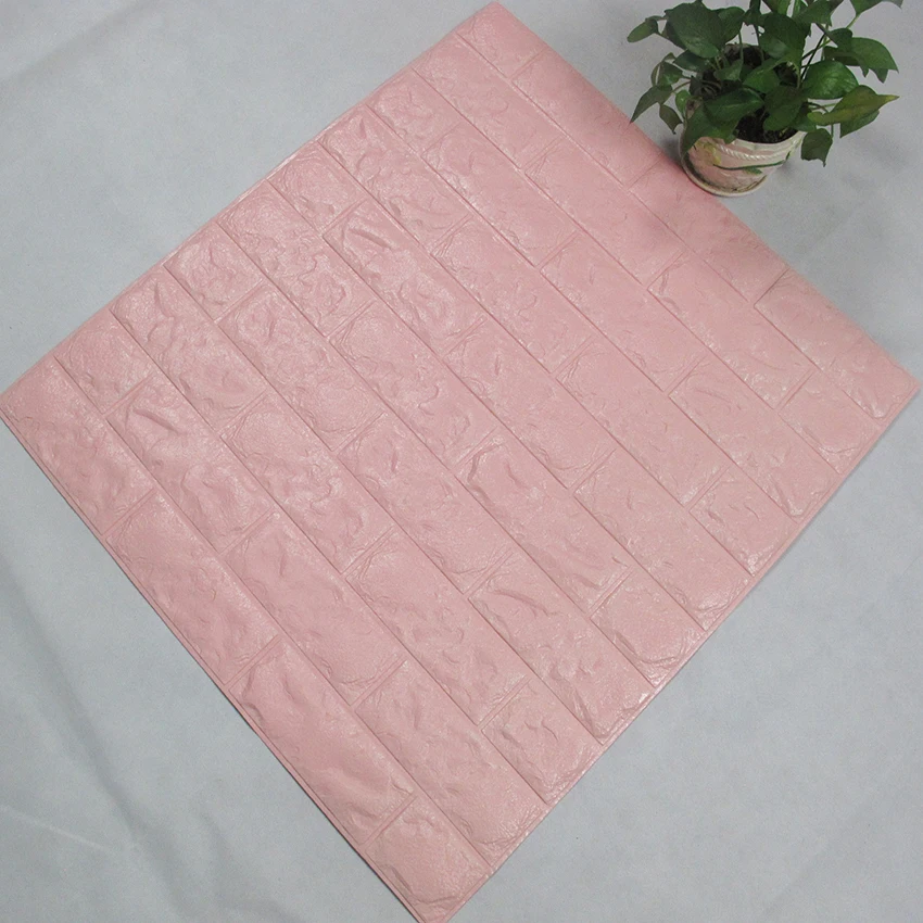 Pink White PE Wall Panels 3d Brick Wallpaper 3d Foam Wall Stickers for Home Decoration