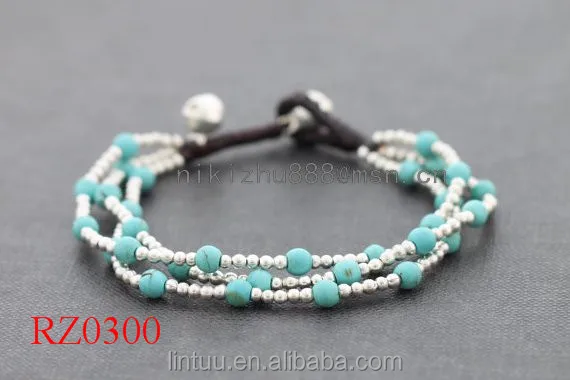 Alibaba бесплатный образец продукции ручной работы переплетения бирюзовый браслеты популярные латунь колокол браслет RZ0300