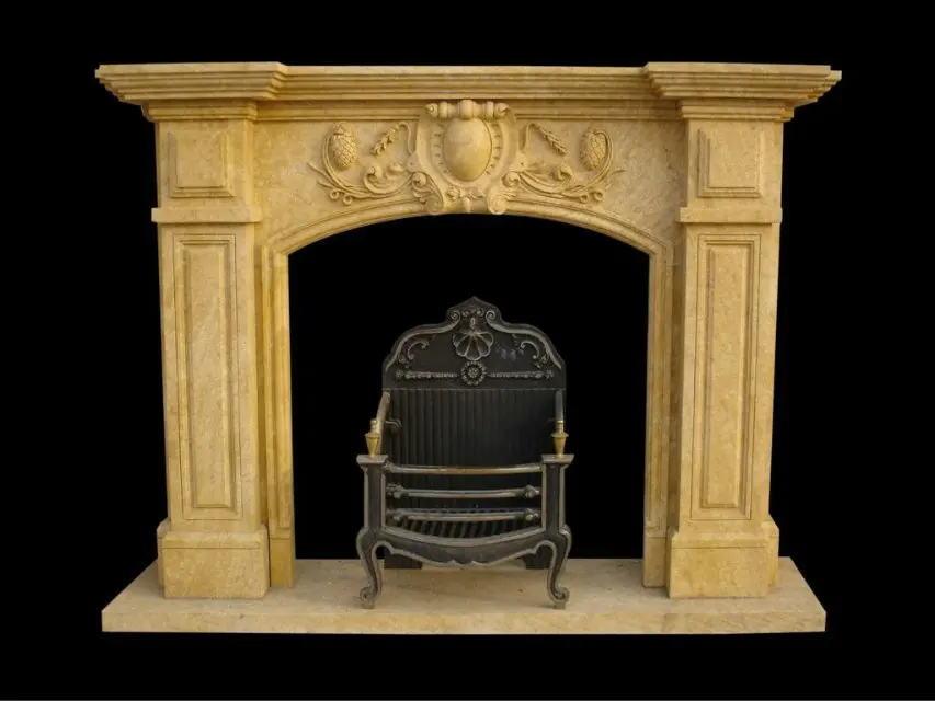 decorative classic limestone fireplace mantel