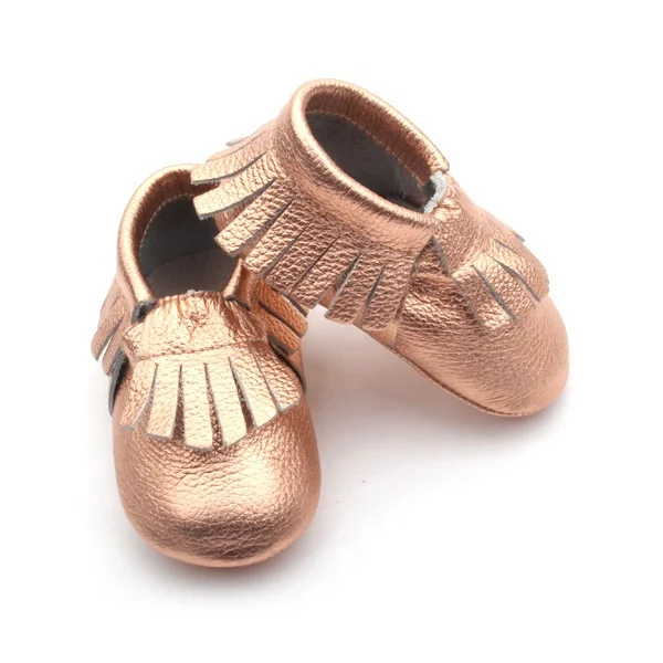 BEIBEINOYA Hot Selling Rose Golden Baby Moccasins Kids Toddler Leather Baby Moccasins Girl