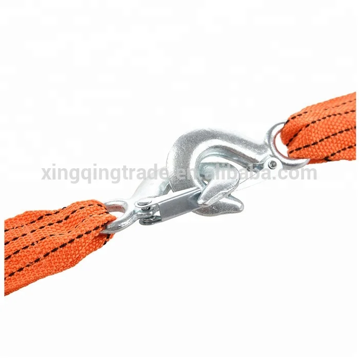 Tow Rope 9 Ft 3 Tonnes Car Towed Band Truck Pulling Rope with Wrought Iron Hook Yellow