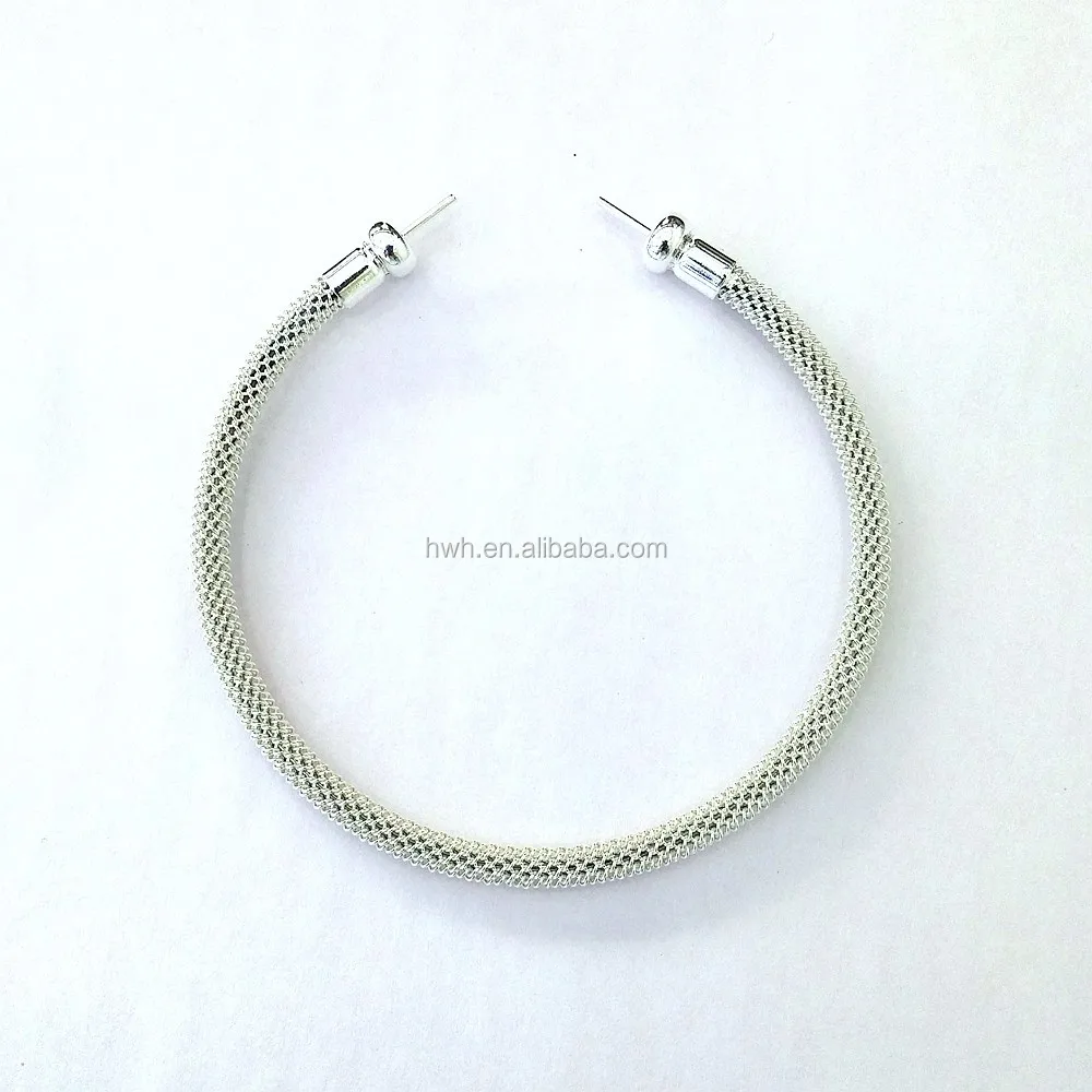 Mesh Bangle Round Shape Sterling Silver 925 for Pearl Jewelry