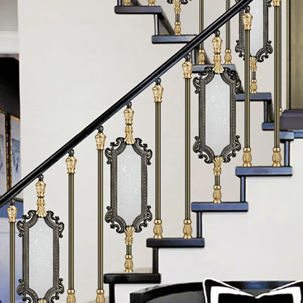 Wholesale Newest Luxury Gold Color Balustrades Handrails Aluminum Exterior Stainless Steel Staircases Railing Handrail Design