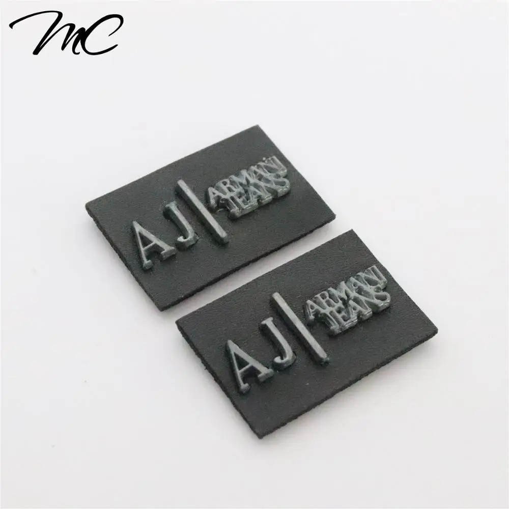 Washable Fabric Label Garment Custom Embossed Leather Jeans Label with Metal Logo for Garment