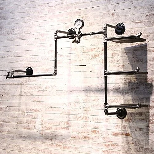 Industrial Retro Pipe Hung Clothing Rack Multi-function Wall Mounted Clothes Store Display Rack
