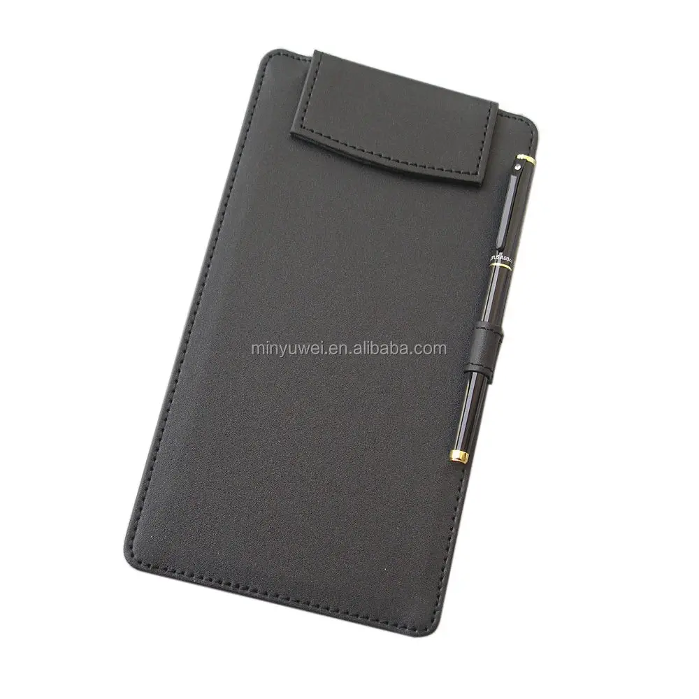 Cheap magnetic cover PU leather menu pad with pen holder