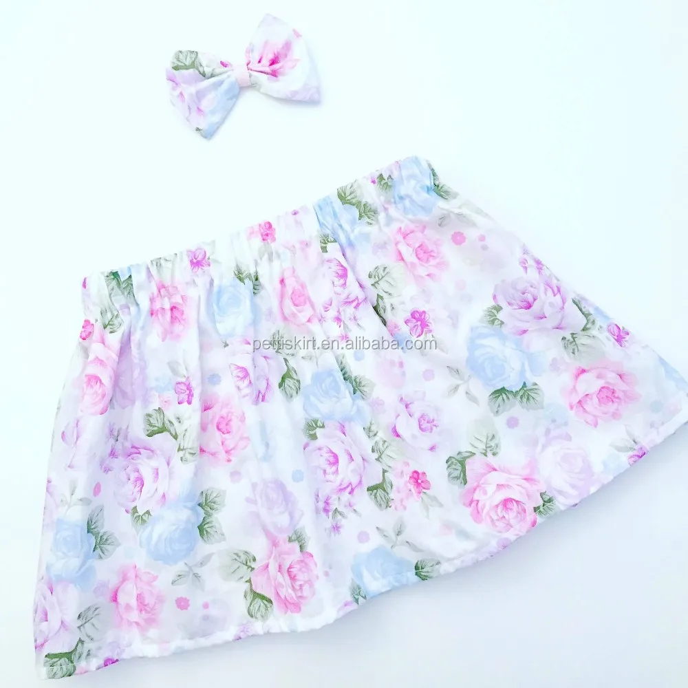 Детские цветочные узоры темно-синего цвета, модная летняя одежда для мальчиков, симпатичный детский с цветами для девочек, одежда для детей, с головной повязкой, pleater Детские футболки с короткими рукавами и юбка